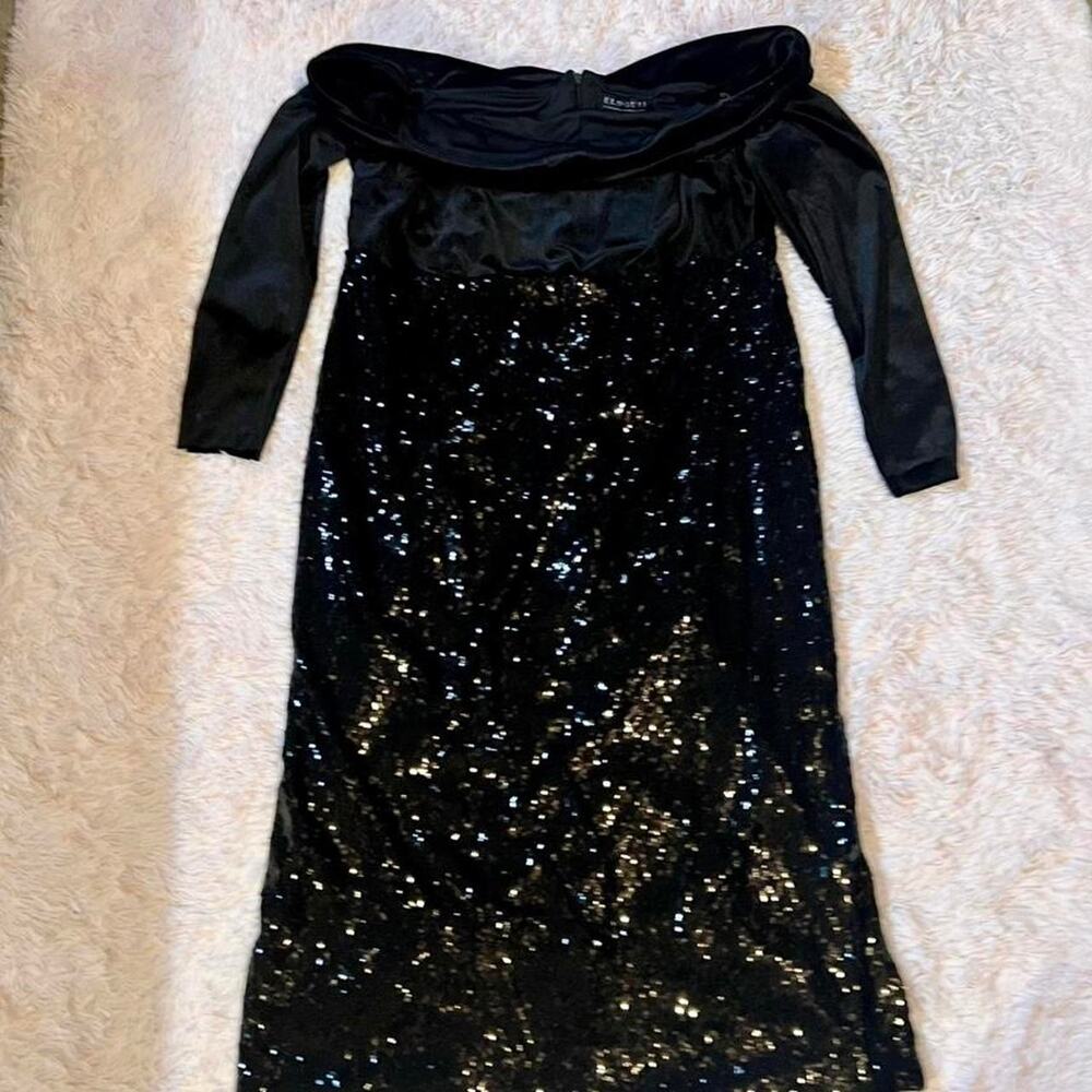 Eloquii Velvet Sequin Whimsy Goth Fairy Grunge Celestial Dark Goddess Midi Dress